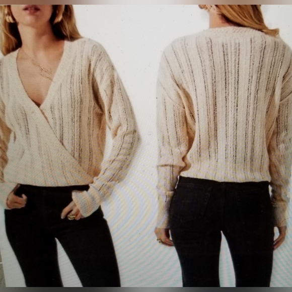 NWT ASTR WRAP FRONT SWEATER POINTELLE CREAM SWEATER - Picture 6 of 8